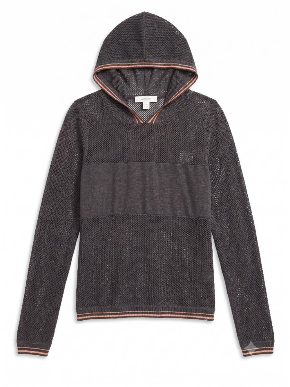 BCBGeneration | Gray Mesh Knit Long Sleeve Pullover Hoodie Top - Size M
